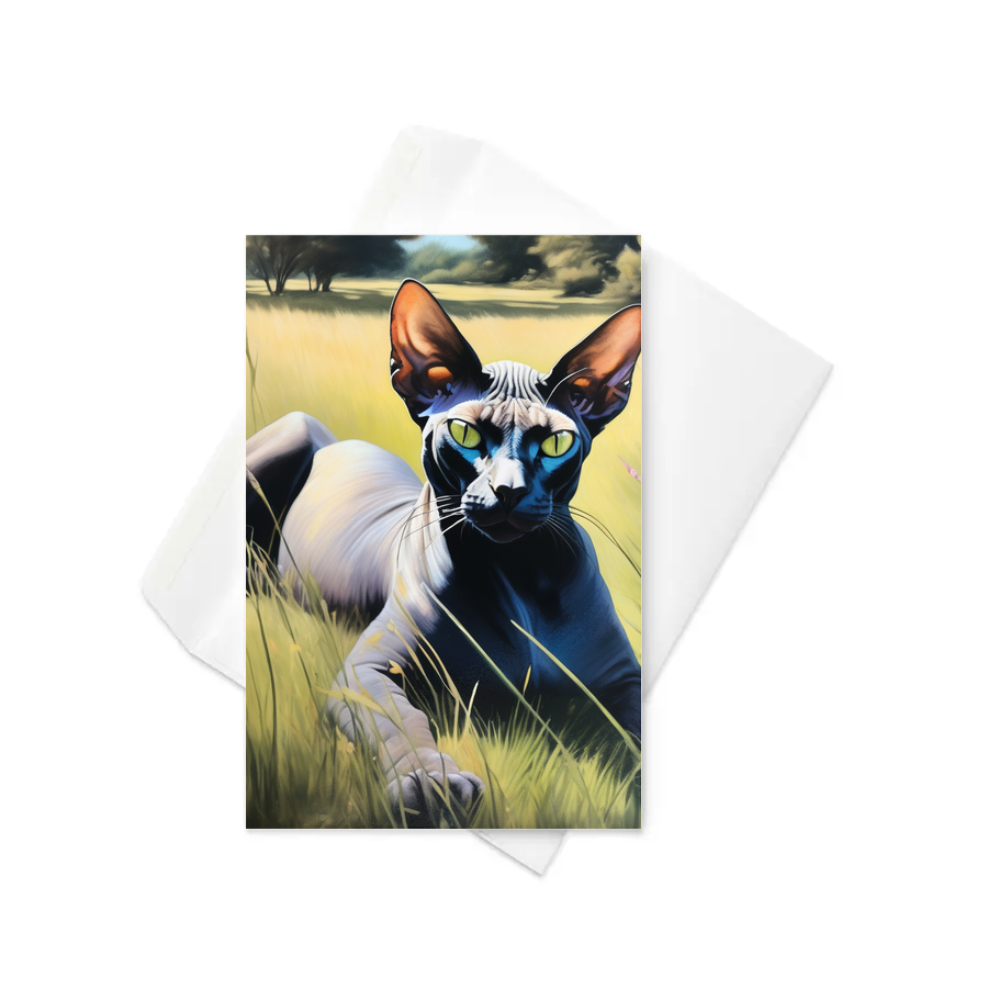PugMug Custom Black Sphynx Cat Greeting Card