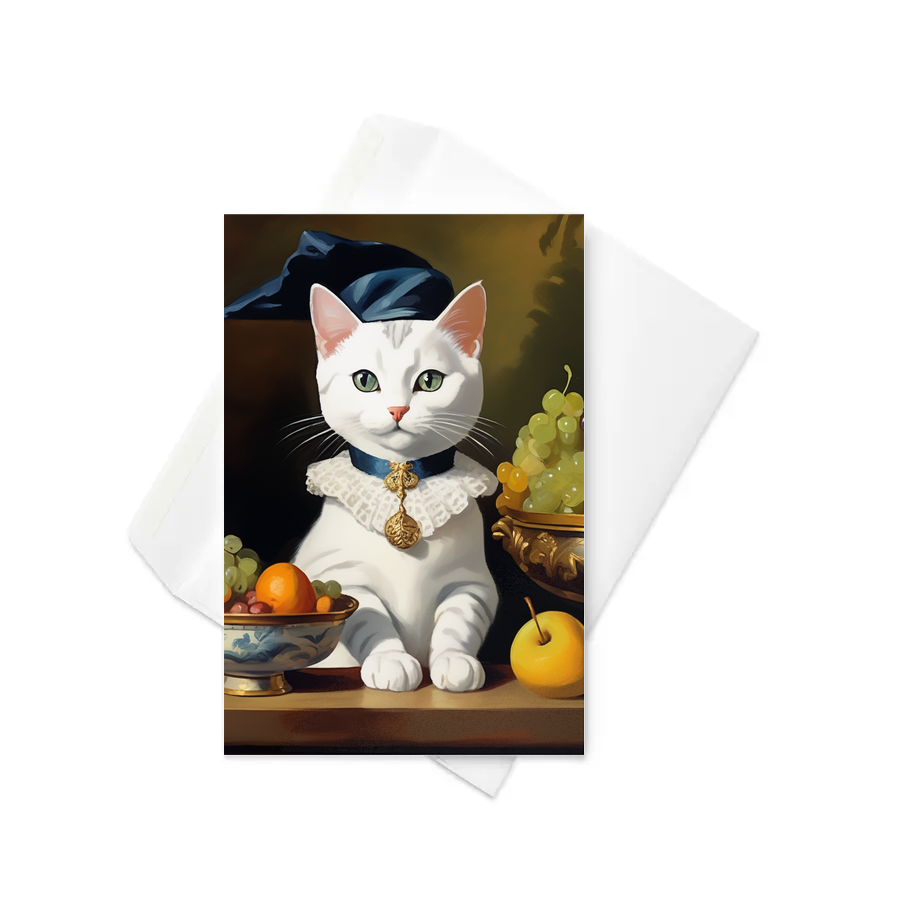 PugMug Custom White American Shorthair Cat Greeting Card
