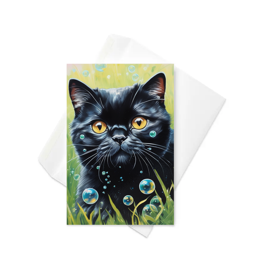PugMug Custom Black Scottish Fold Cat Greeting Card