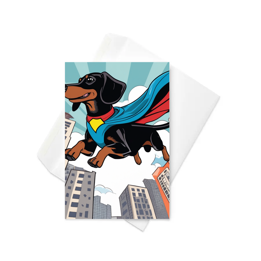 PugMug Custom Black Dachshund Greeting Card