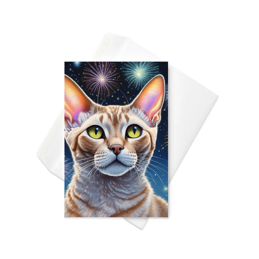 PugMug Custom Tabby Devon Rex Cat Greeting Card