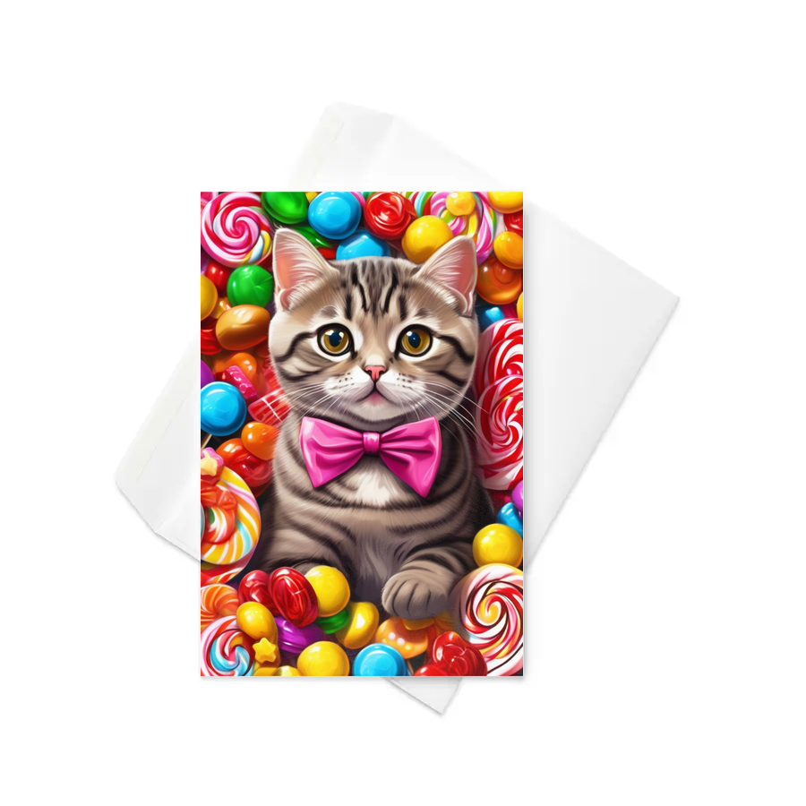 PugMug Custom Tabby Scottish Fold Cat Greeting Card