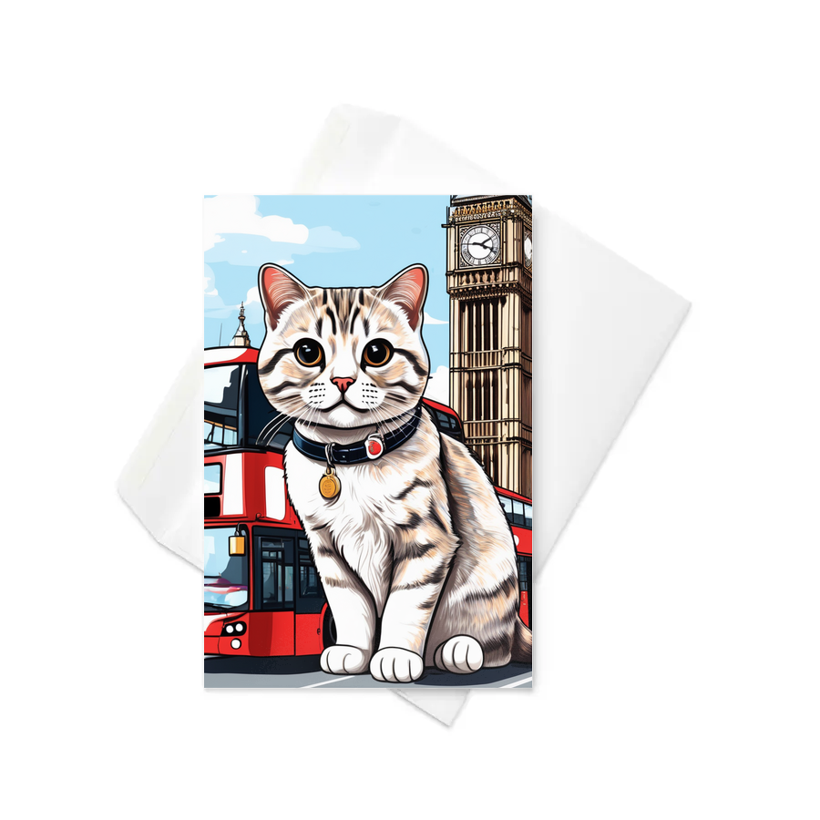 PugMug Custom Tabby Scottish Fold Cat Greeting Card