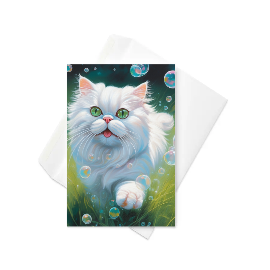 PugMug Custom White Persian Cat Greeting Card