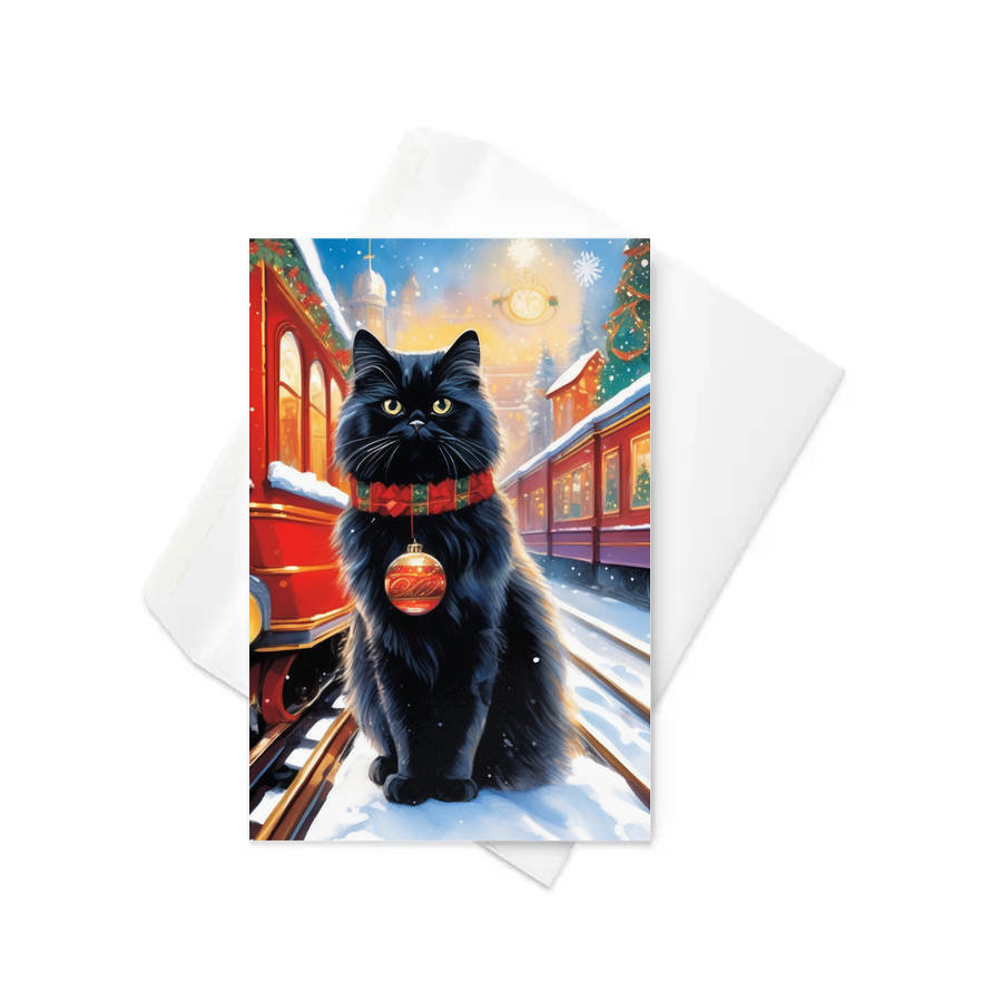 PugMug Custom Black Persian Cat Greeting Card