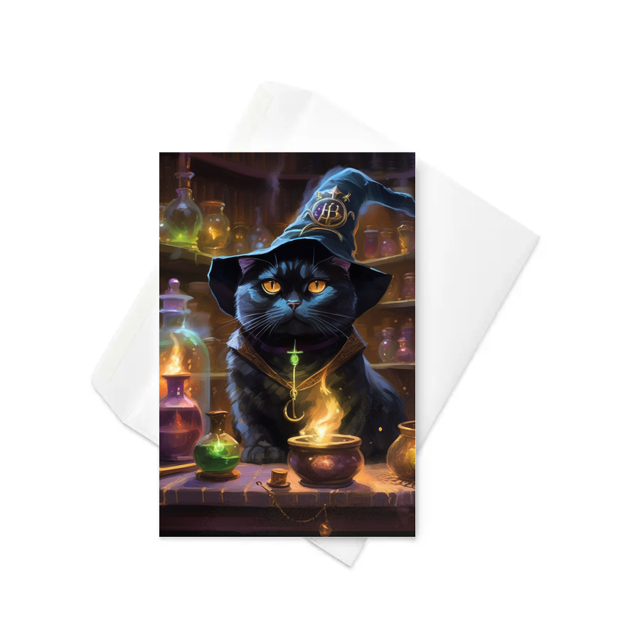 PugMug Custom Black Scottish Fold Cat Greeting Card