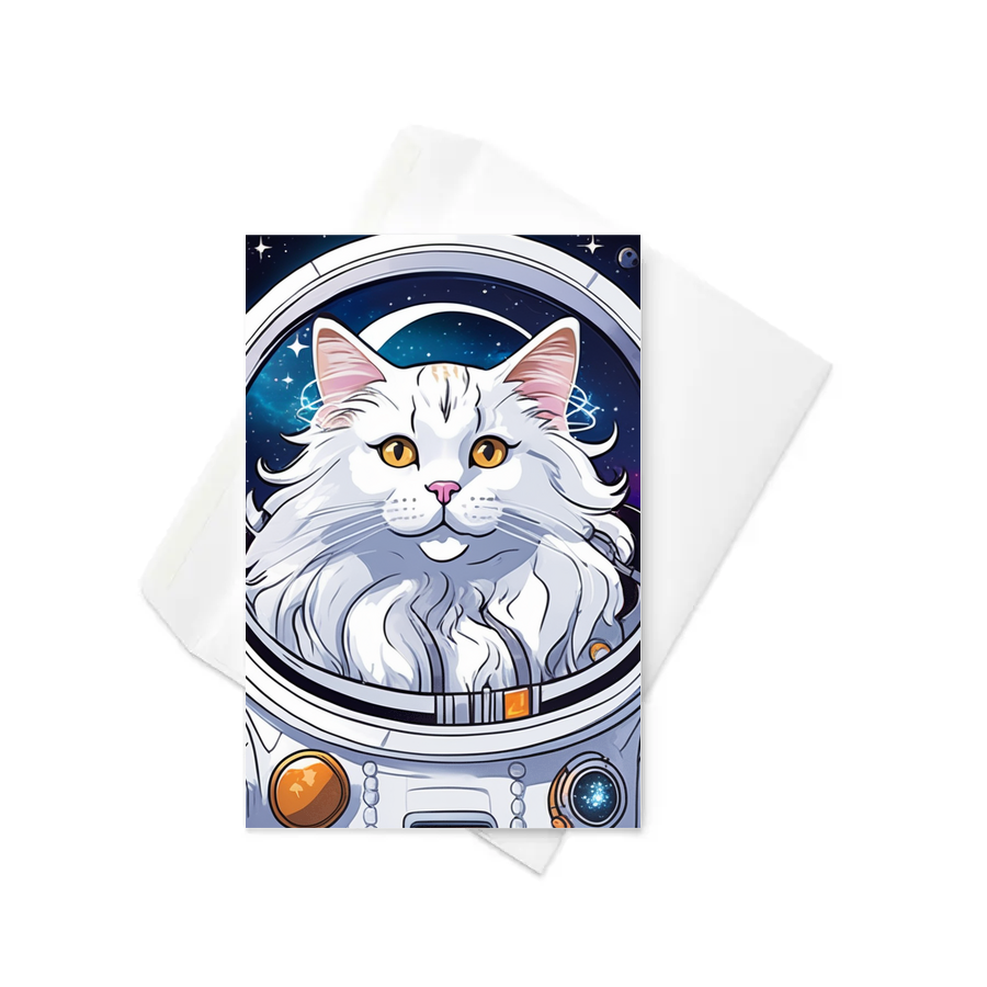 PugMug Custom White Maine Coon Cat Greeting Card