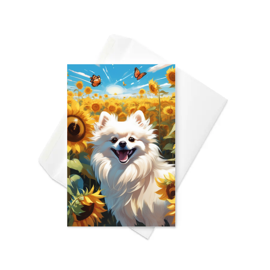 PugMug Custom White Pomeranian Greeting Card