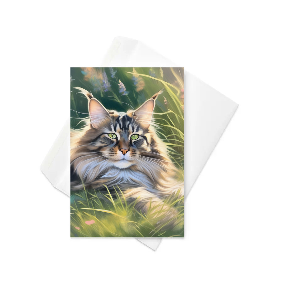 PugMug Custom Tabby Maine Coon Cat Greeting Card