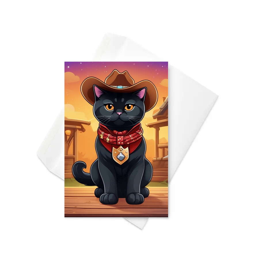 PugMug Custom Black British Shorthair Cat Greeting Card