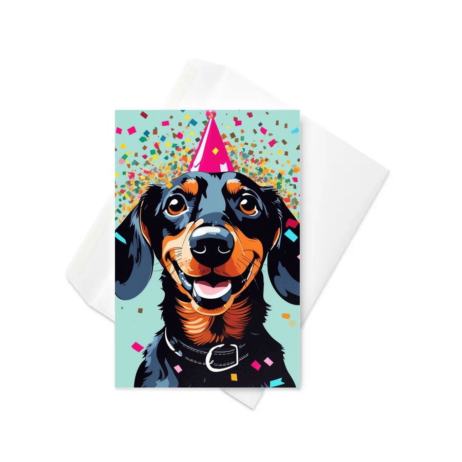 PugMug Custom Black Dachshund Greeting Card