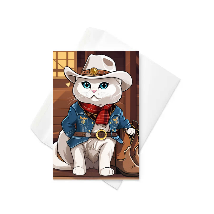 PugMug Custom White Scottish Fold Cat Greeting Card