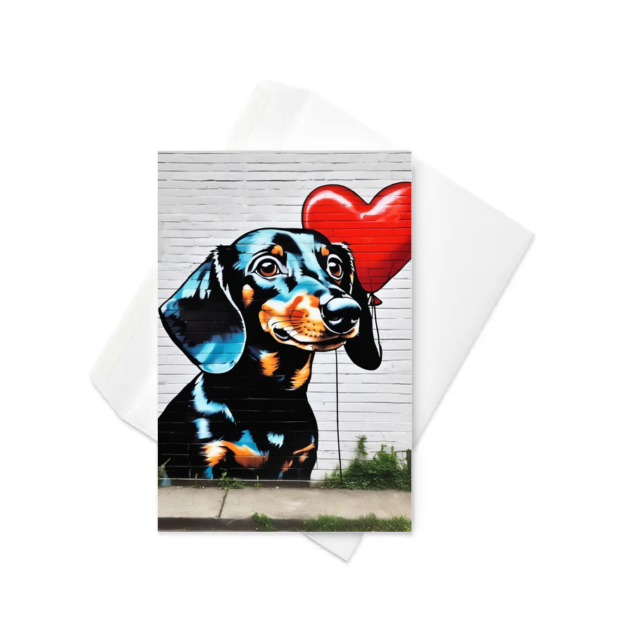 PugMug Custom Black Dachshund Greeting Card