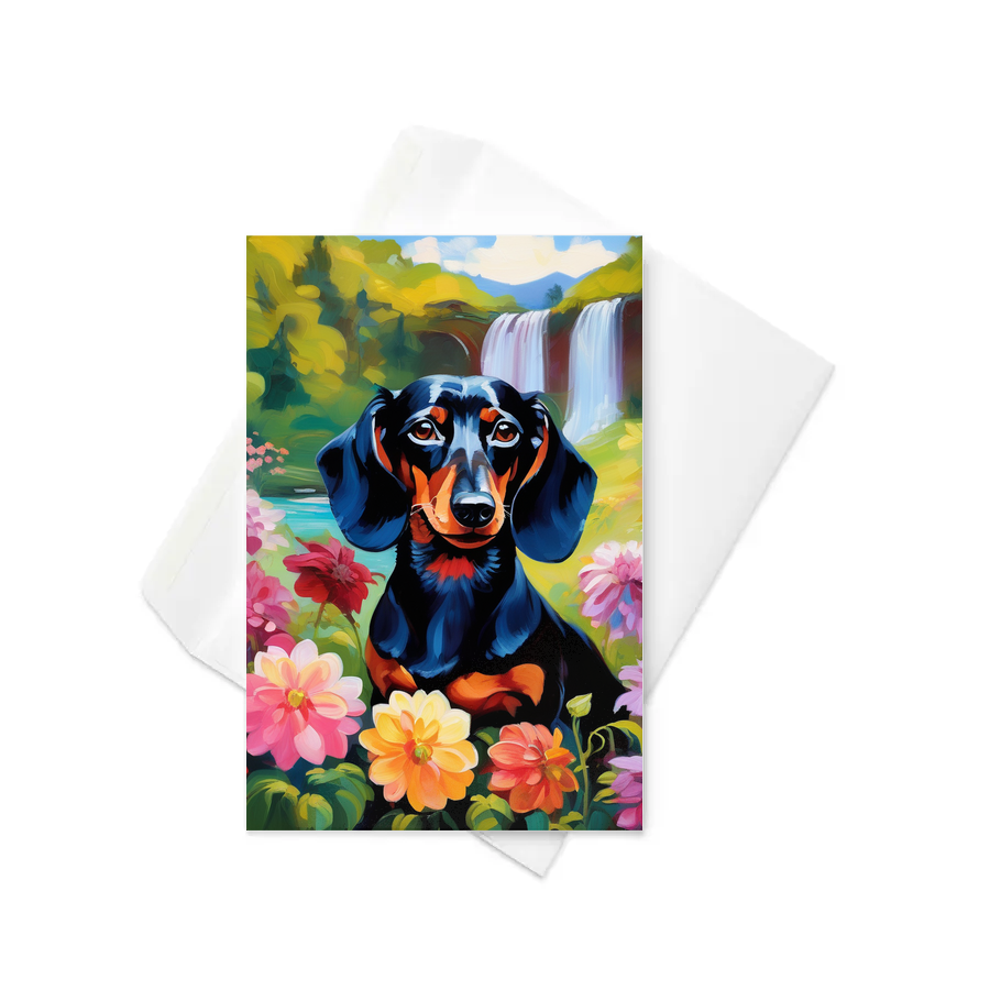 PugMug Custom Black Dachshund Greeting Card