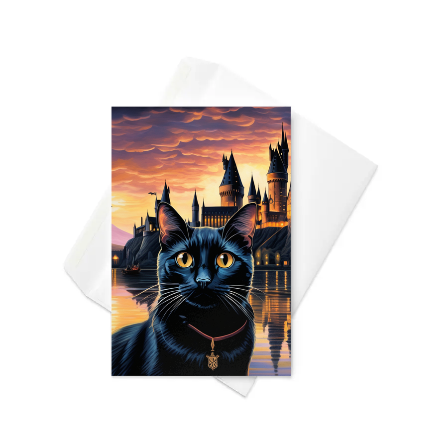 PugMug Custom Black Companion Cat Greeting Card