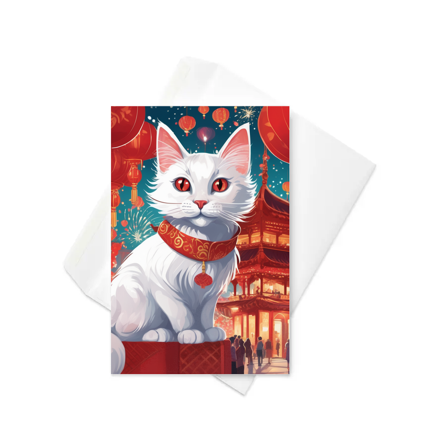 PugMug Custom White Companion Cat Greeting Card