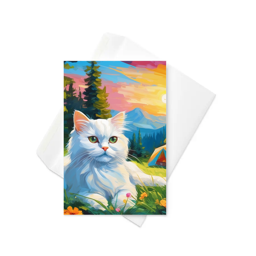 PugMug Custom White Persian Cat Greeting Card