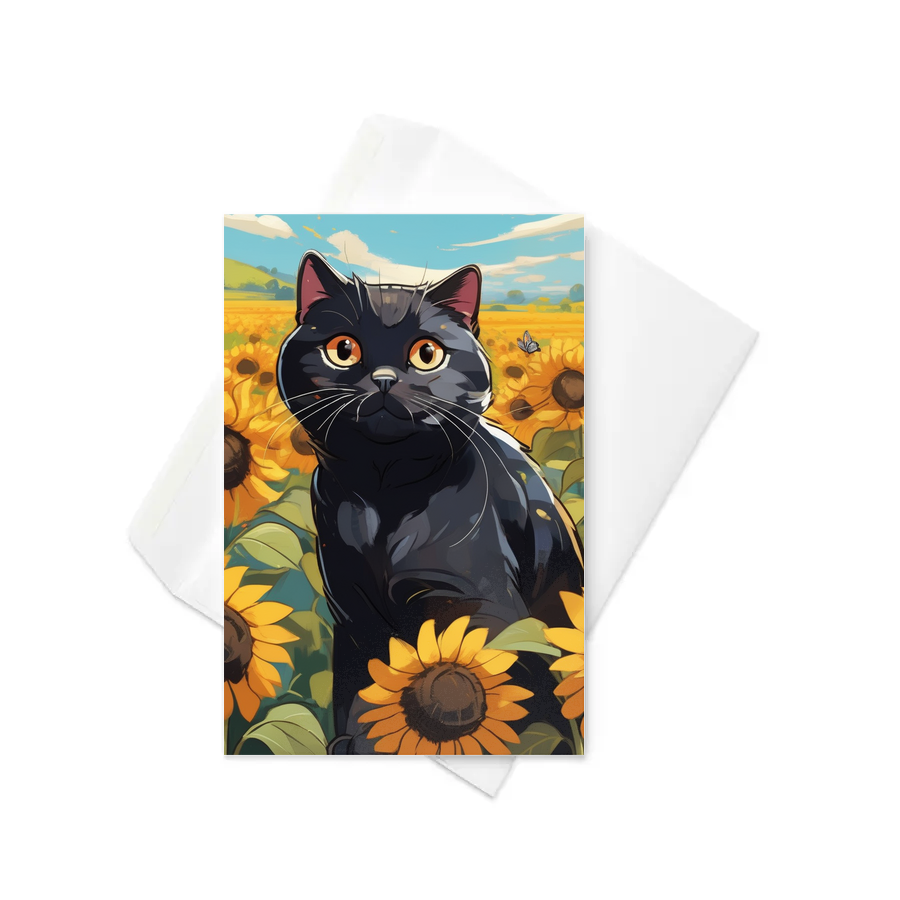 PugMug Custom Black Scottish Fold Cat Greeting Card
