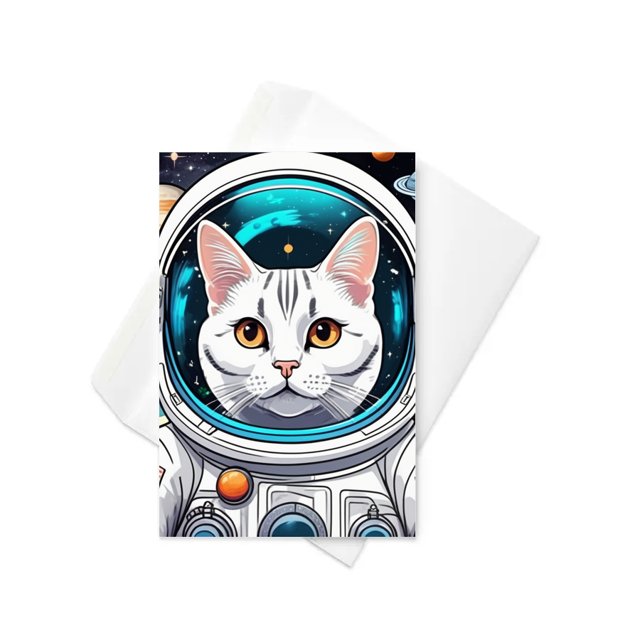 PugMug Custom White American Shorthair Cat Greeting Card