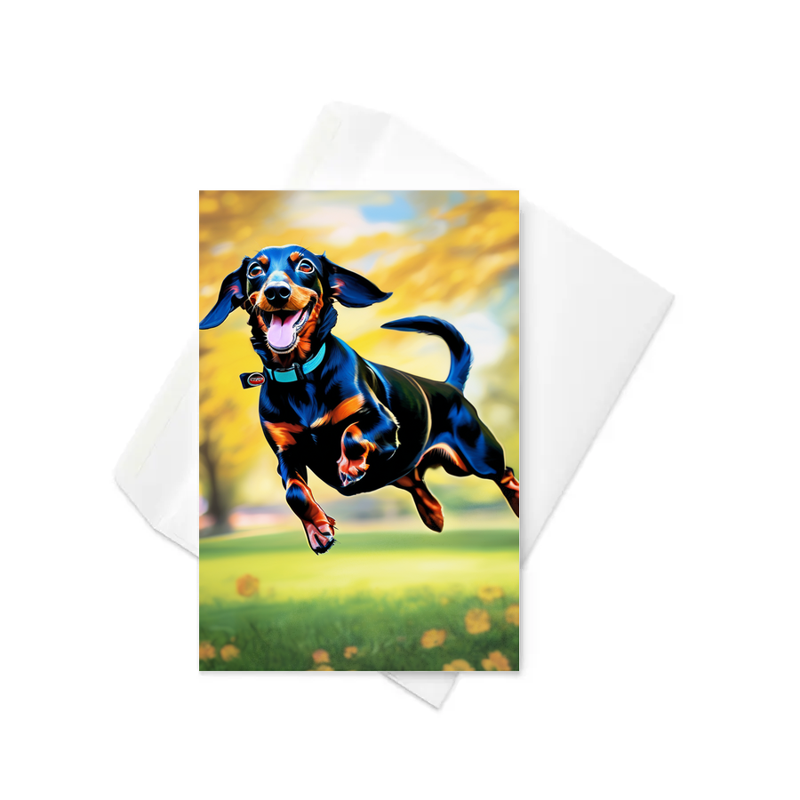 PugMug Custom Black Dachshund Greeting Card