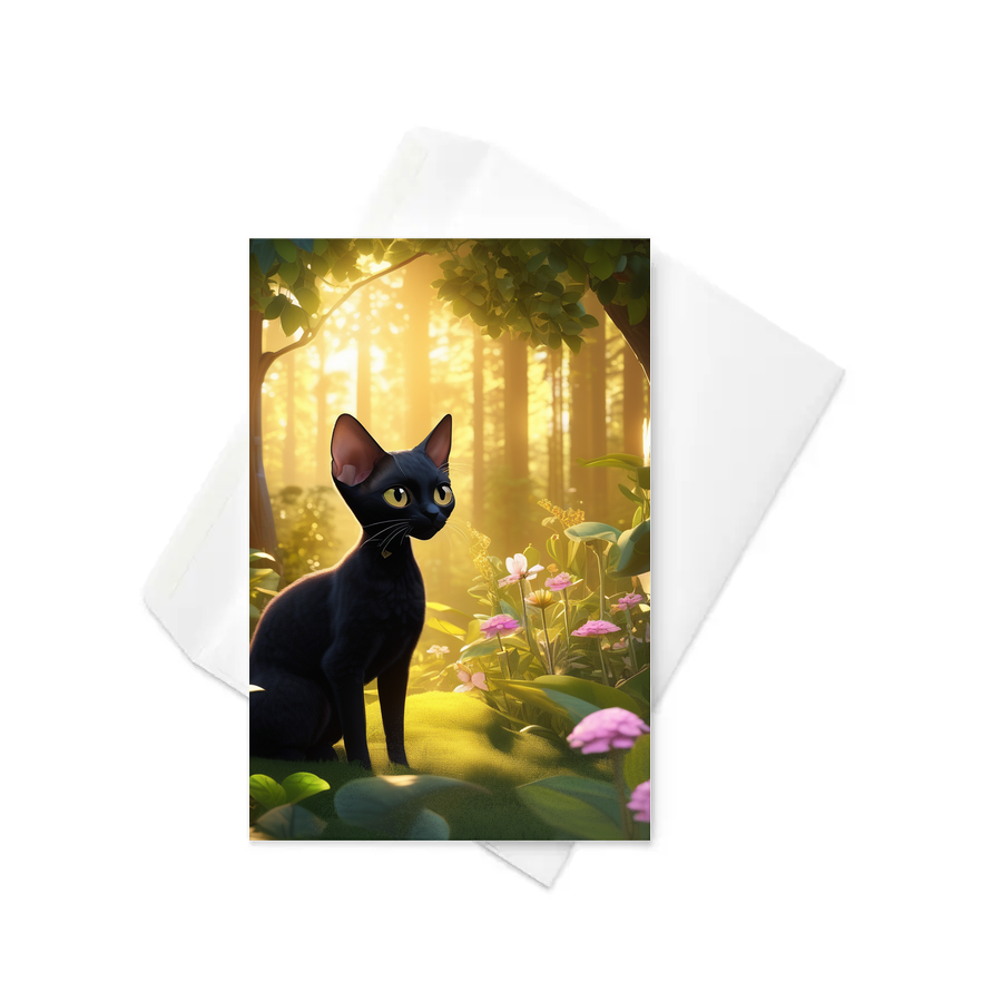 PugMug Custom Black Devon Rex Cat Greeting Card
