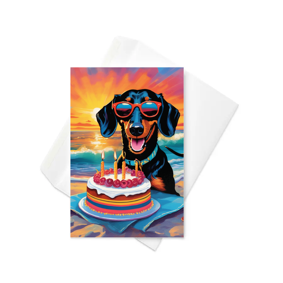 PugMug Custom Black Dachshund Greeting Card