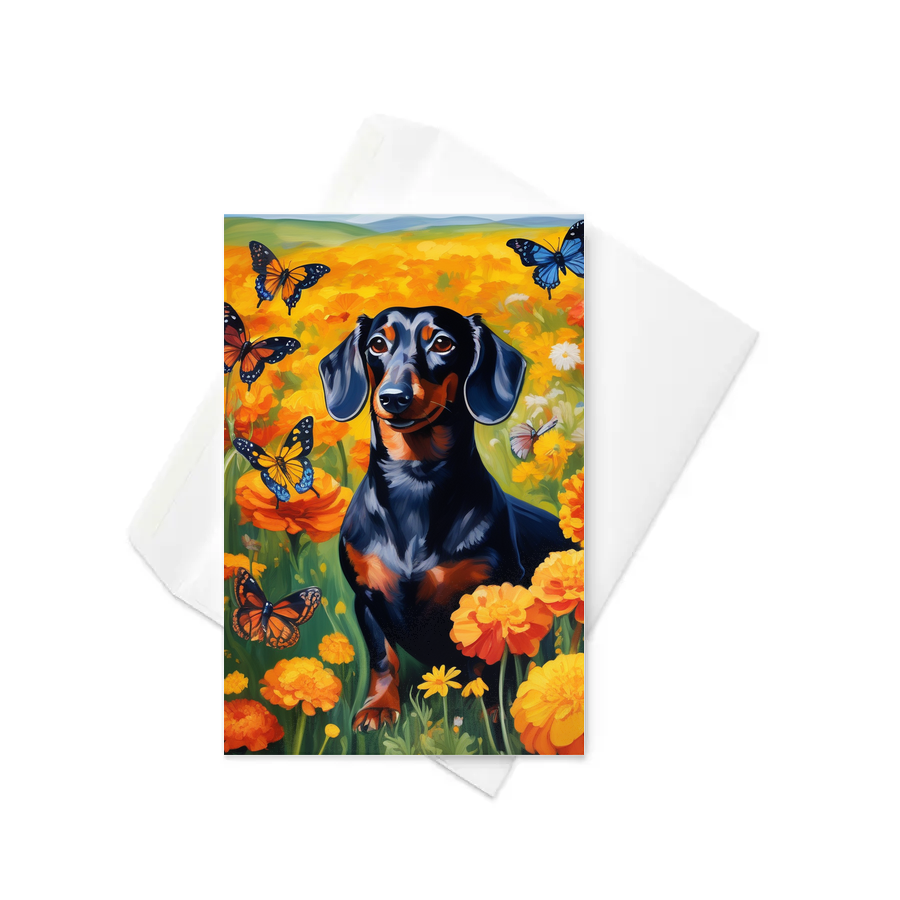 PugMug Custom Black Dachshund Greeting Card