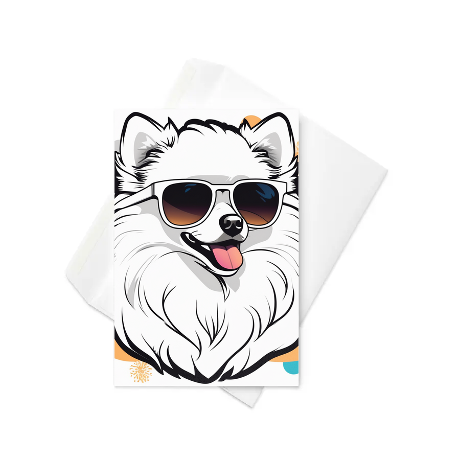 PugMug Custom White Pomeranian Greeting Card