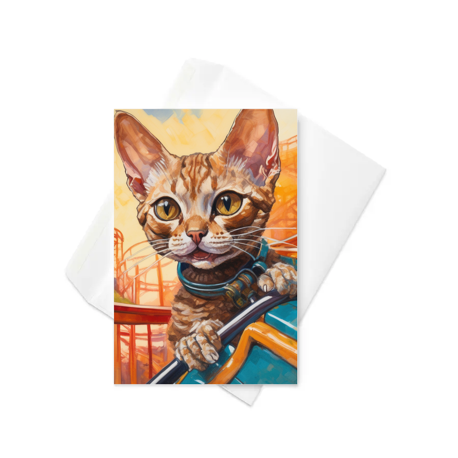PugMug Custom Tabby Devon Rex Cat Greeting Card