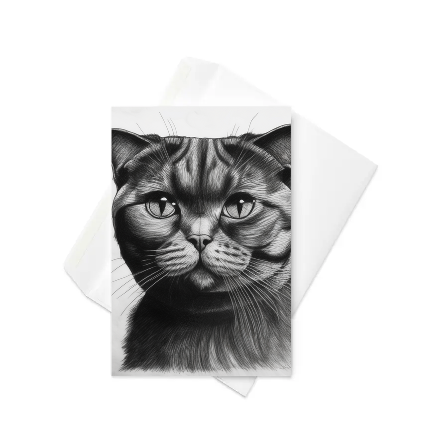 PugMug Custom Black Scottish Fold Cat Greeting Card