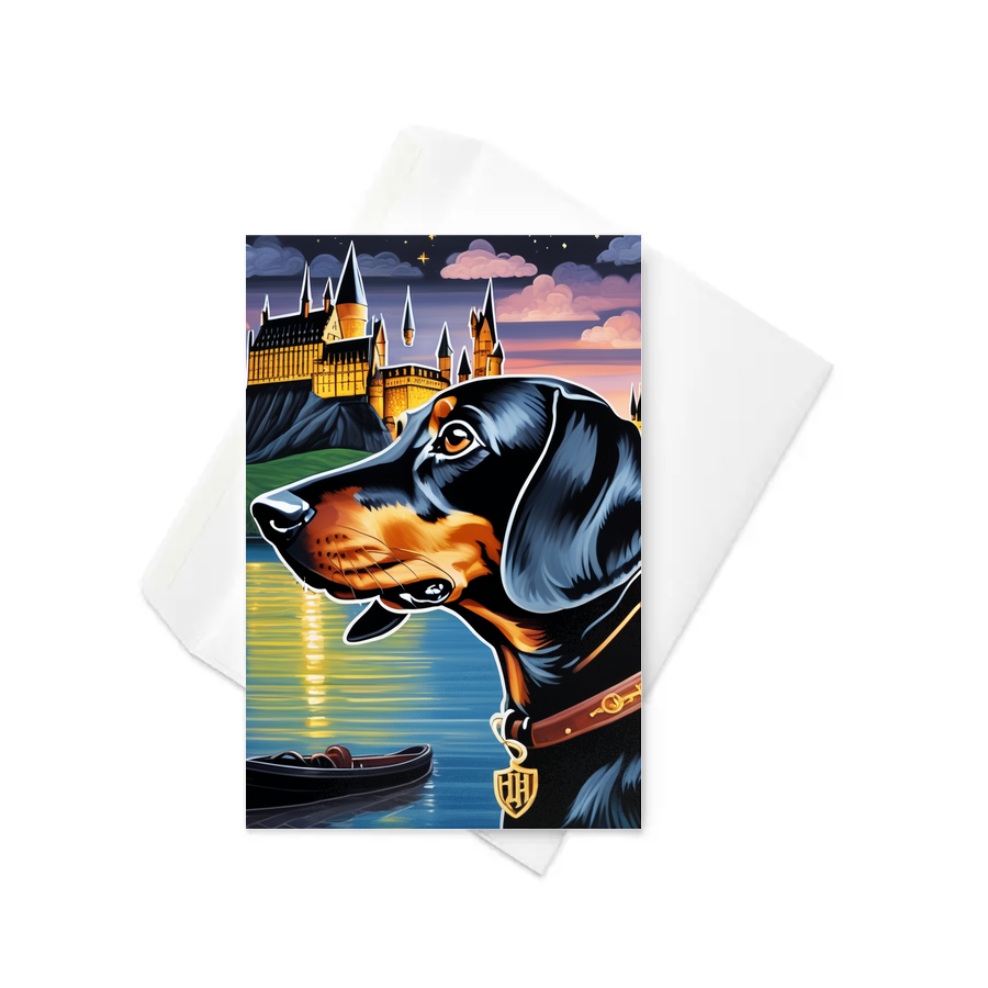 PugMug Custom Black Dachshund Greeting Card