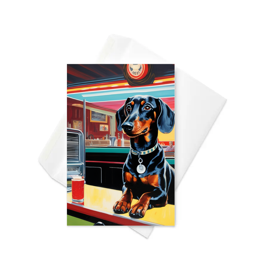 PugMug Custom Black Dachshund Greeting Card