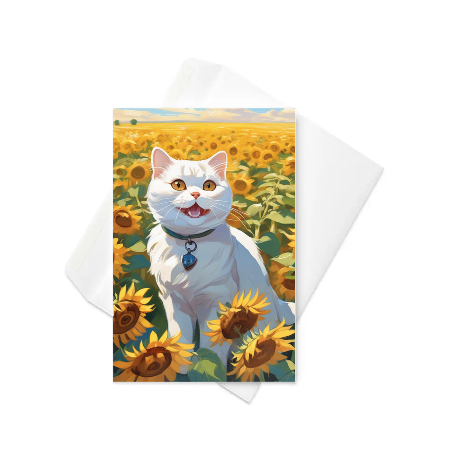 PugMug Custom White Scottish Fold Cat Greeting Card