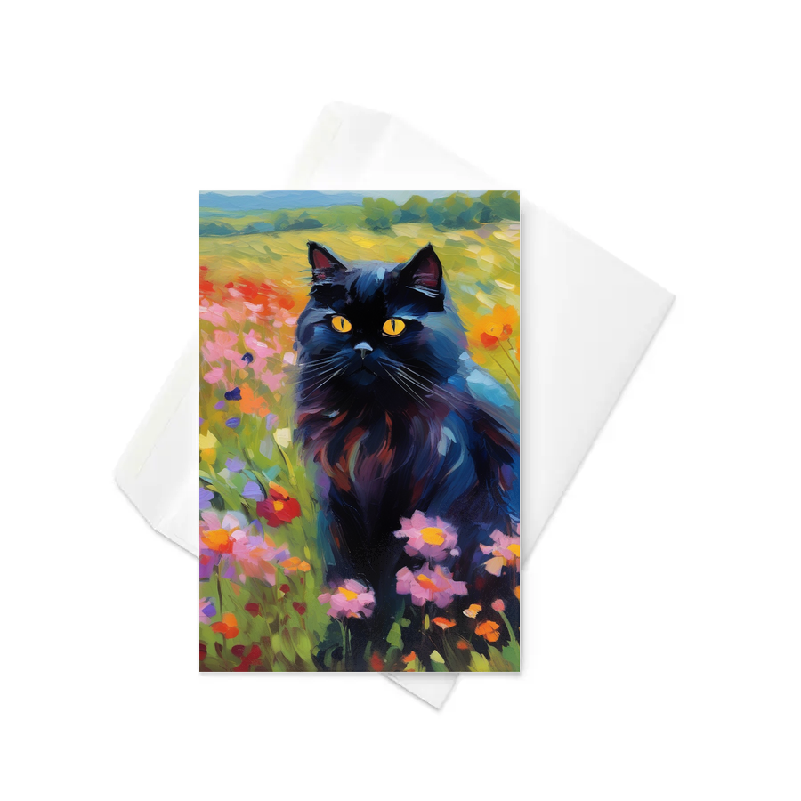 PugMug Custom Black Persian Cat Greeting Card