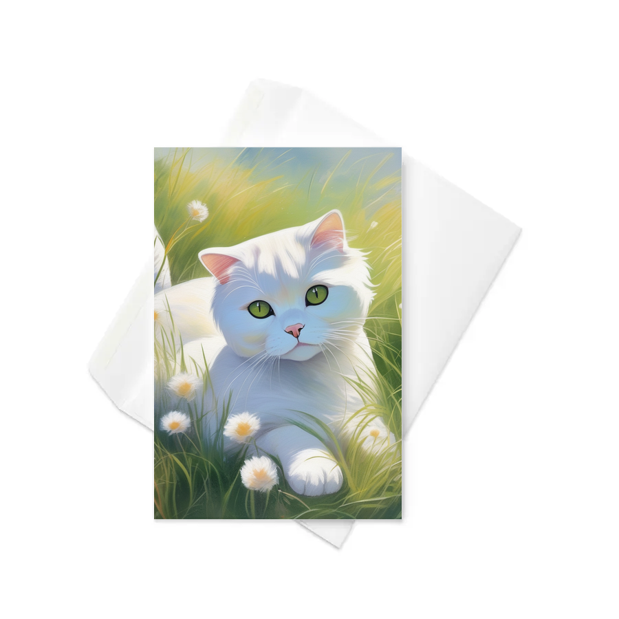 PugMug Custom White Scottish Fold Cat Greeting Card