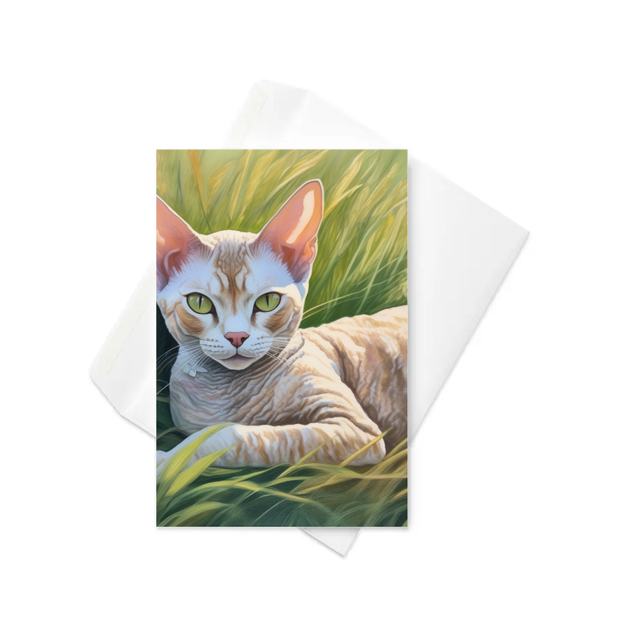 PugMug Custom Tabby Devon Rex Cat Greeting Card