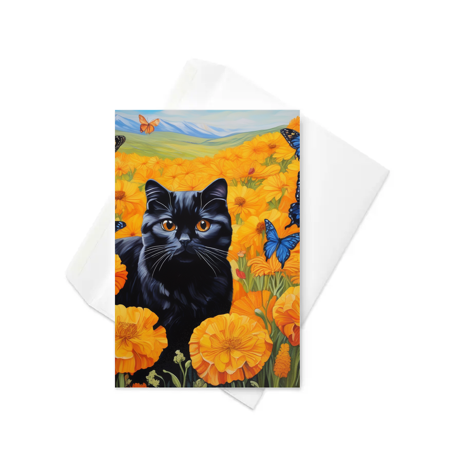 PugMug Custom Black Scottish Fold Cat Greeting Card