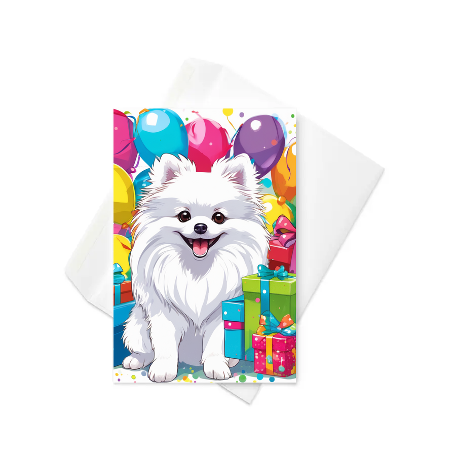 PugMug Custom White Pomeranian Greeting Card