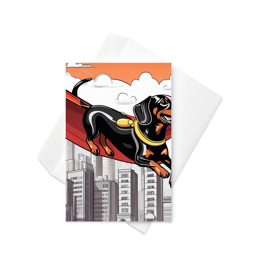 PugMug Custom Black Dachshund Greeting Card