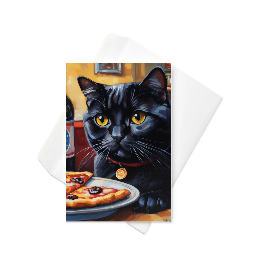 PugMug Custom Black Scottish Fold Cat Greeting Card