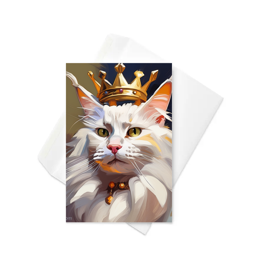 PugMug Custom White Maine Coon Cat Greeting Card