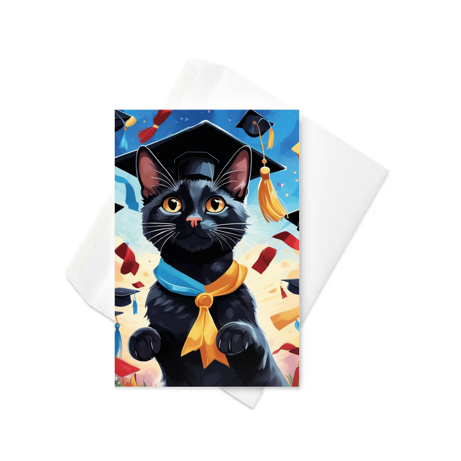 PugMug Custom Black Companion Cat Greeting Card