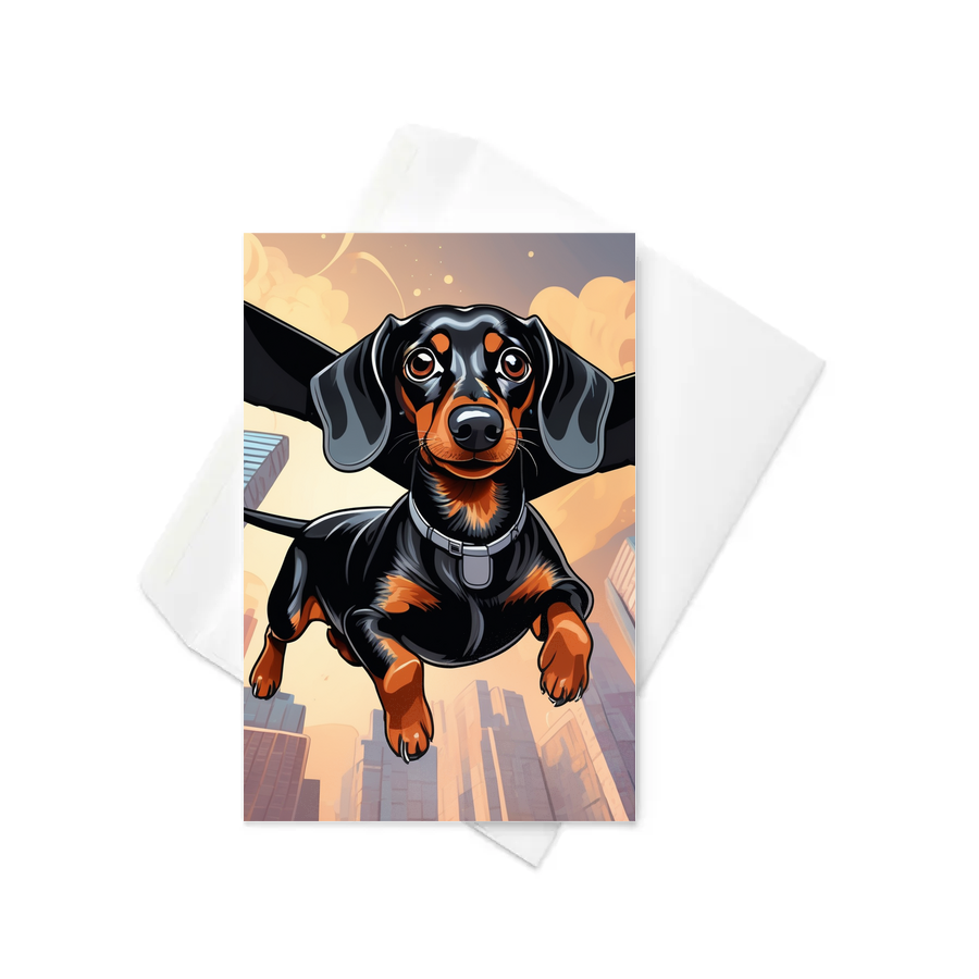 PugMug Custom Black Dachshund Greeting Card