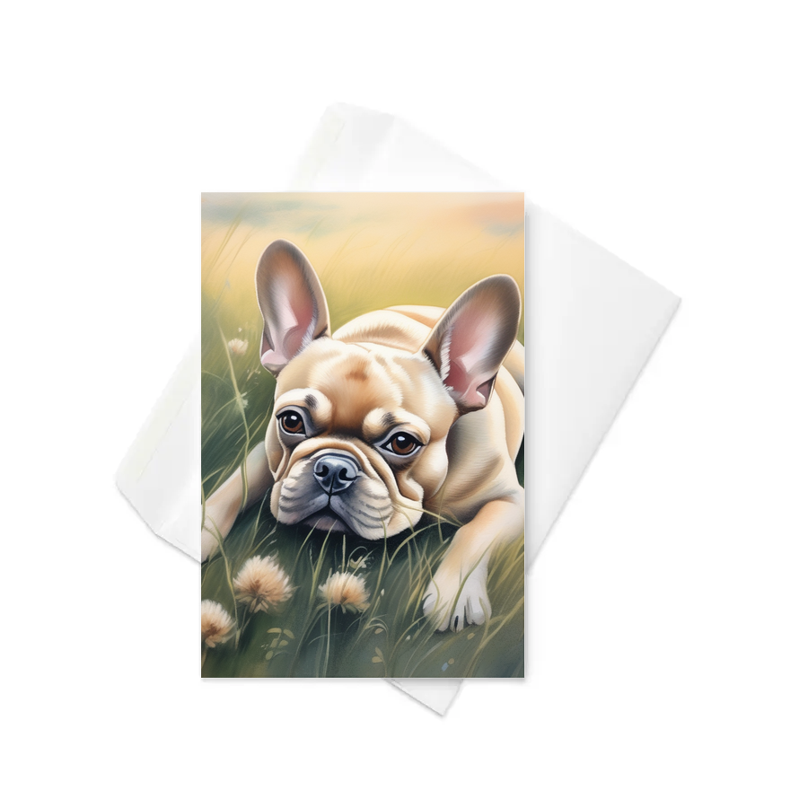 PugMug Custom Tan French Bulldog Greeting Card