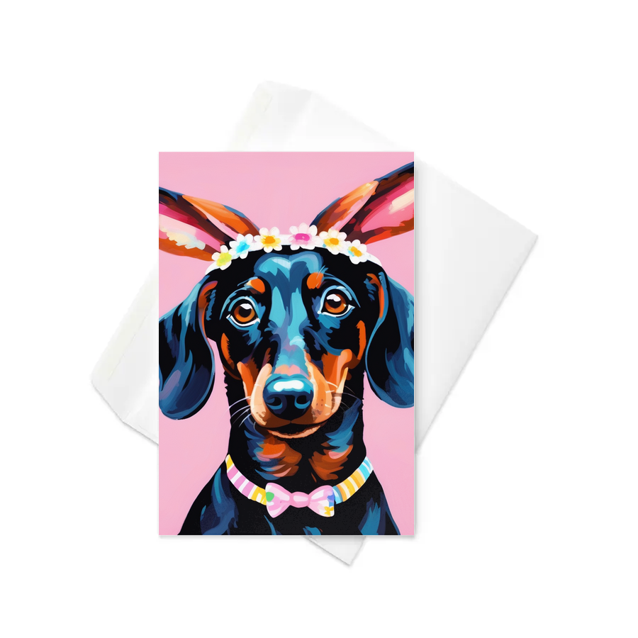 PugMug Custom Black Dachshund Greeting Card