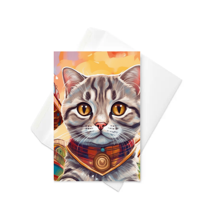 PugMug Custom Tabby Scottish Fold Cat Greeting Card