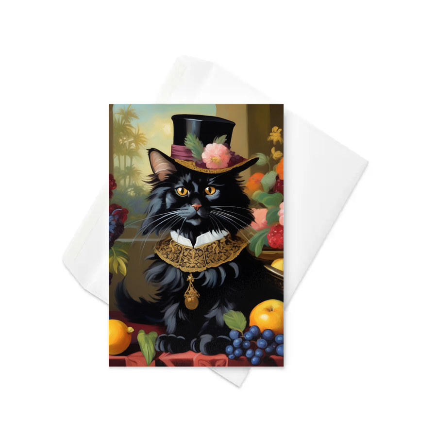 PugMug Custom Black Maine Coon Cat Greeting Card