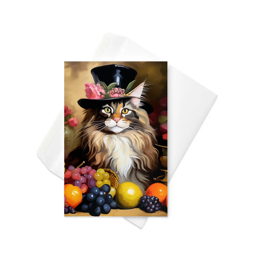 PugMug Custom Tabby Maine Coon Cat Greeting Card