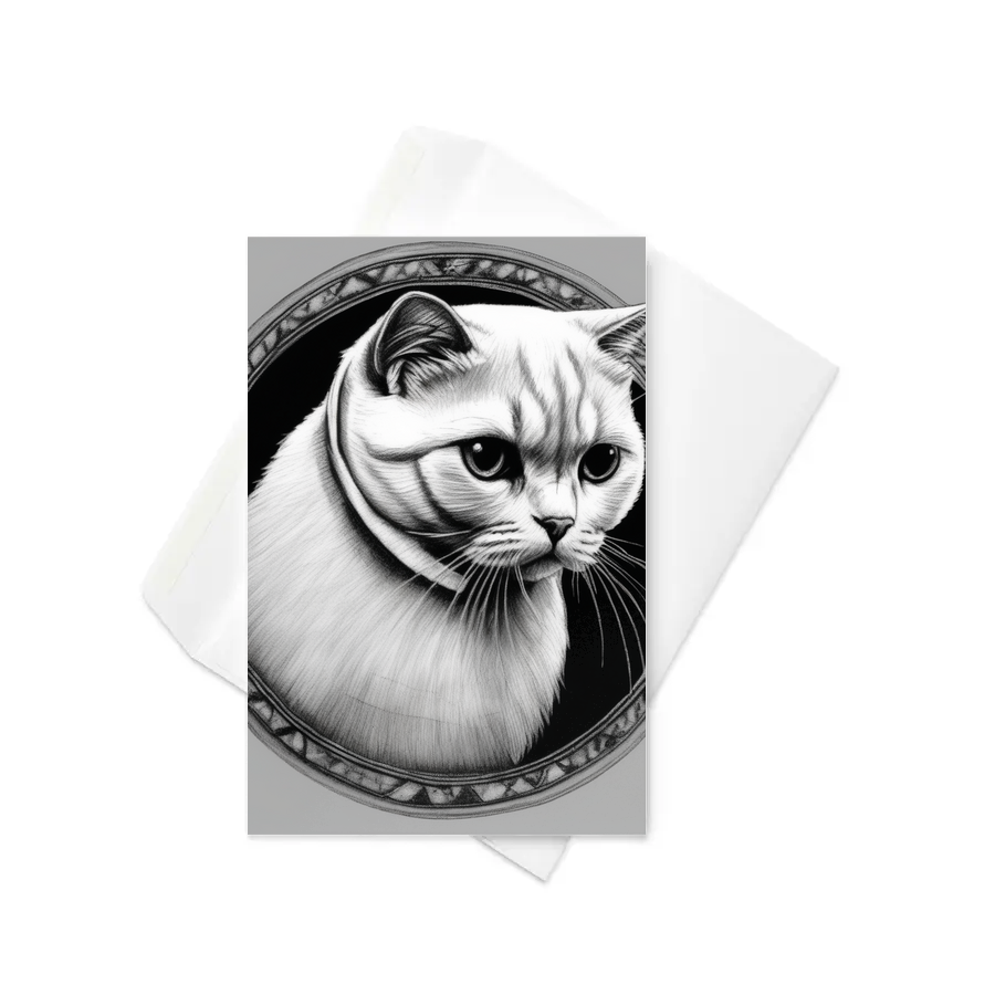 PugMug Custom White Scottish Fold Cat Greeting Card