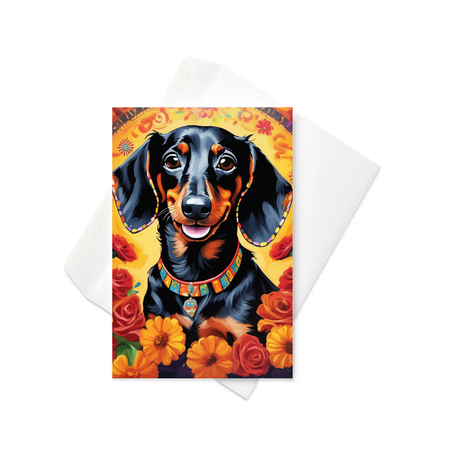 PugMug Custom Black Dachshund Greeting Card